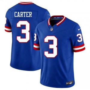 Abdul Carter New York Giants #3 Men Durable Football Embroidery Throwback Jersey - Royal Edition 83148186