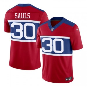 New York Giants Ben Sauls #30 Men Moisture Wicking Football Stitched Jersey - Red Edition 45668587