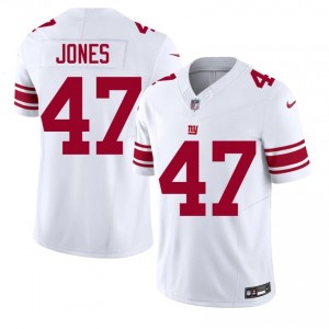Cam Jones Giants #47 Men Exclusive Football Stitch Jersey - White Edition 84074573