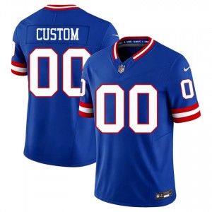 Custom NY Giants #00 Men Iconic Football Stitch Throwback Jersey - Royal Edition 92862093