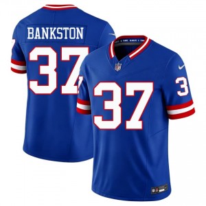 Damon Bankston Giants #37 Men Authentic Football Stitch Throwback Jersey - Royal Edition 48982288