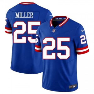 Dante Miller NYG #25 Men Elite Thread Football Sewn Throwback Jersey - Royal Edition 17123280