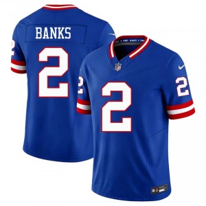 Deonte Banks NY Giants #2 Men Elite Thread Football Stitched Throwback Jersey - Royal Edition 57905541