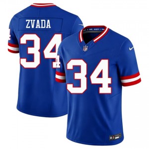 Dominic Zvada NYG #34 Men Authentic Football Sewn Throwback Jersey - Royal Edition 50218986