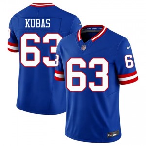 Jake Kubas Giants #63 Men Limited Football Stitch Throwback Jersey - Royal Edition 96891399