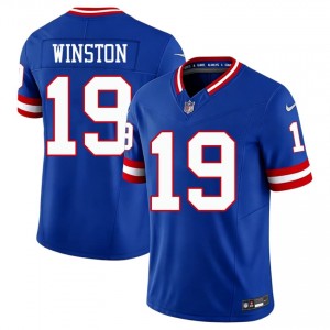 Jameis Winston Giants #19 Men Elite Thread Football Stitch Throwback Jersey - Royal Edition 26923472