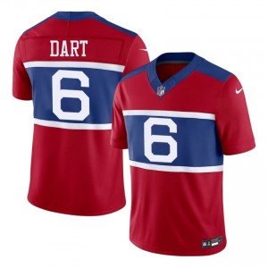 NY Giants Jaxson Dart #6 Men Authentic Football Stitch Jersey - Red Edition 37475445