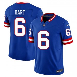 Jaxson Dart NYG #6 Men Licensed Football Sewn Throwback Jersey - Royal Edition 98021731
