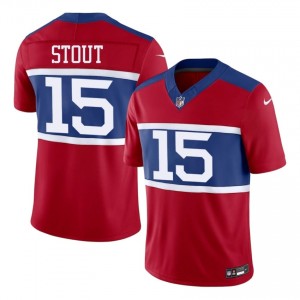 NY Giants Jordan Stout #15 Men Durable Football Stitch Jersey - Red Edition 94489653
