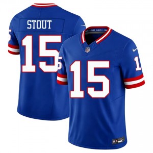 Jordan Stout NYG #15 Men NFL Football Sewn Throwback Jersey - Royal Edition 24495824