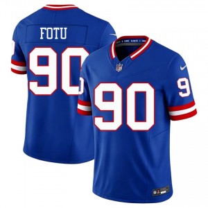 Leki Fotu New York Giants #90 Men Professional Football Stitched Throwback Jersey - Royal Edition 91166953