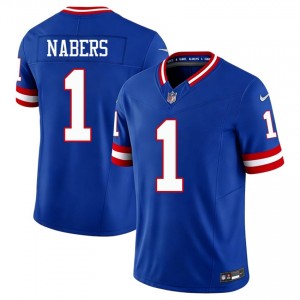 Malik Nabers NY Giants #1 Men Moisture Wicking Football Stitched Throwback Jersey - Royal Edition 10395994
