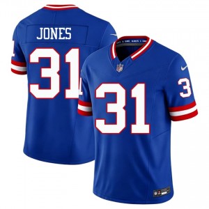 Nic Jones NY Giants #31 Men Pro Cut Football Stitch Throwback Jersey - Royal Edition 50421242