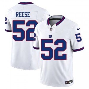 #52 Arvell Reese Giants Men Licensed Football Stitch Jersey - Throwback White Edition 23589258