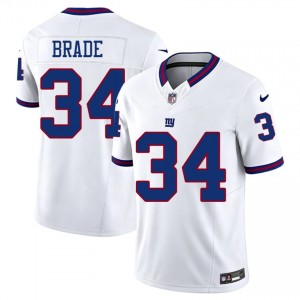 #34 Beau Brade NY Giants Men Premium Football Stitched Jersey - Throwback White Edition 67777580