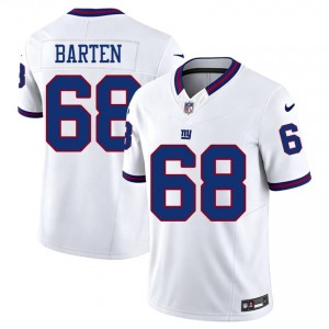 #68 Ben Barten NYG Men Moisture Wicking Football Sewn Jersey - Throwback White Edition 17743297