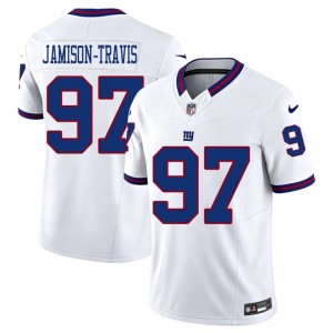 #97 Bobby Jamison-Travis NY Giants Men Iconic Football Stitched Jersey - Throwback White Edition 79140456