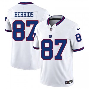 #87 Braxton Berrios NY Giants Men Professional Football Stitch Jersey - Throwback White Edition 48315941