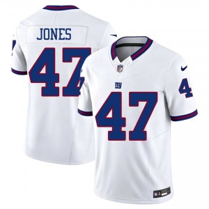 #47 Cam Jones NYG Men Pro Cut Football Sewn Jersey - Throwback White Edition 90153941