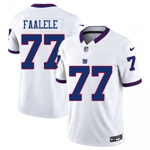 #77 Daniel Faalele NY Giants Men Moisture Wicking Football Stitch Jersey - Throwback White Edition 15886362