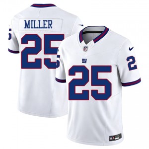 #25 Dante Miller NY Giants Men Authentic Football Stitched Jersey - Throwback White Edition 79102778