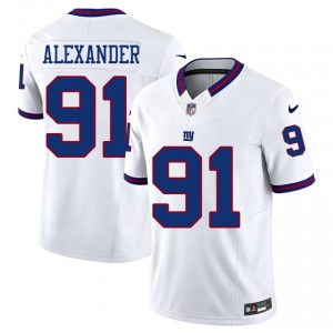 #91 Darius Alexander NYG Men Exclusive Football Sewn Jersey - Throwback White Edition 70152178