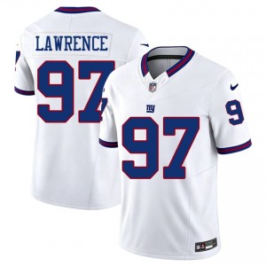 #97 Dexter Lawrence NY Giants Men Iconic Football Stitch Jersey - Throwback White Edition 65660292