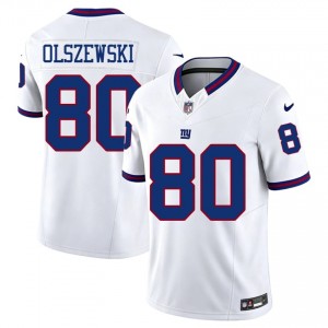#80 Gunner Olszewski NYG Men Iconic Football Sewn Jersey - Throwback White Edition 61871405