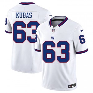 #63 Jake Kubas New York Giants Men Premium Football Embroidery Jersey - Throwback White Edition 18340033