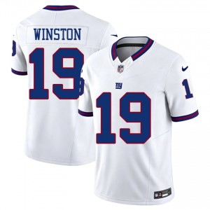 #19 Jameis Winston New York Giants Men Authentic Football Embroidery Jersey - Throwback White Edition 11415624