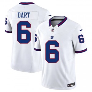 #6 Jaxson Dart NY Giants Men Elite Thread Football Stitched Jersey - Throwback White Edition 76818698