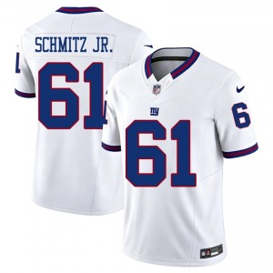 #61 John Michael Schmitz Jr. Giants Men Pro Cut Football Stitch Jersey - Throwback White Edition 70720266