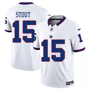 #15 Jordan Stout NY Giants Men Essential Football Stitched Jersey - Throwback White Edition 40948140
