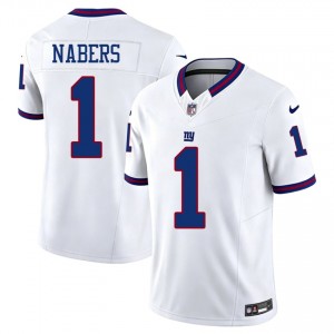 #1 Malik Nabers NY Giants Men Pro Cut Football Stitch Jersey - Throwback White Edition 35827045