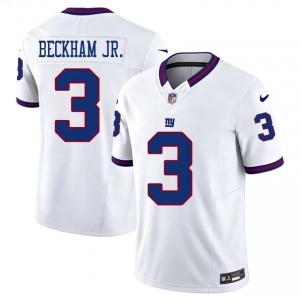 #3 Odell Beckham Jr. Big Blue Men Pro Cut Football Embroidery Jersey - Throwback White Edition 87961851