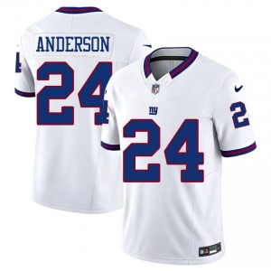 #24 Ottis Anderson New York Giants Men Durable Football Stitched Jersey - Throwback White Edition 14399893