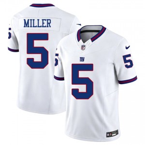 #5 Ryan Miller Giants Men Gameday Football Stitch Jersey - Throwback White Edition 96884302