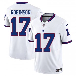 #17 Wan'Dale Robinson NYG Men Authentic Football Sewn Jersey - Throwback White Edition 96449024