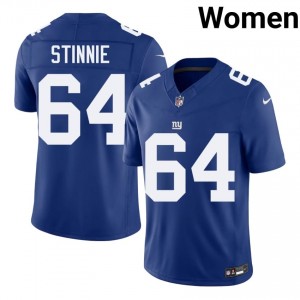 #64 Aaron Stinnie NY Giants Women Professional Football Stitch Jersey - Royal Edition 95423556