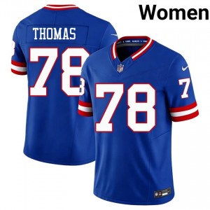 NYG Andrew Thomas #78 Women Gameday Football Sewn Jersey - Royal Throwback Edition 51222627