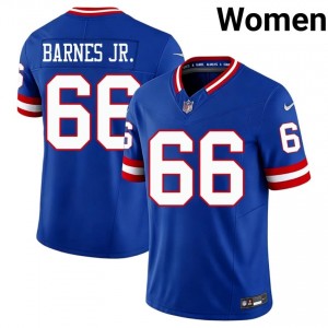 NY Giants Anquin Barnes Jr. #66 Women Professional Football Stitched Jersey - Royal Throwback Edition 61944622