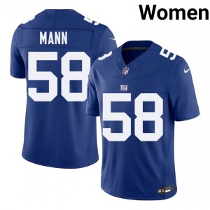 #58 Ben Mann NYG Women NFL Football Sewn Jersey - Royal Edition 15313217