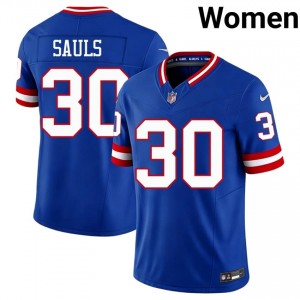 New York Giants Ben Sauls #30 Women Limited Football Embroidery Jersey - Royal Throwback Edition 50658979