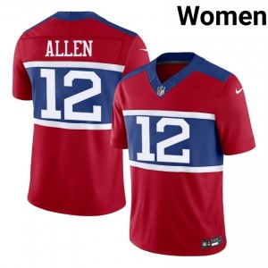 #12 Brandon Allen New York Giants Women Pro Cut Football Embroidery Jersey - Red Edition 97324764