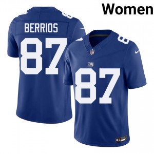 #87 Braxton Berrios New York Giants Women Moisture Wicking Football Stitched Jersey - Royal Edition 67381394