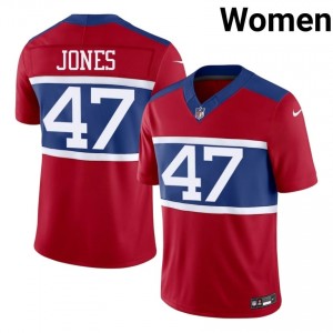 #47 Cam Jones NY Giants Women Durable Football Stitch Jersey - Red Edition 78971141