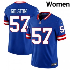 New York Giants Chauncey Golston #57 Women Licensed Football Stitched Jersey - Royal Throwback Edition 79737434