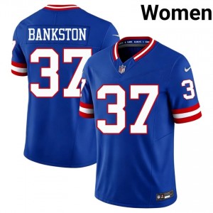 New York Giants Damon Bankston #37 Women Original Football Embroidery Jersey - Royal Throwback Edition 80785288