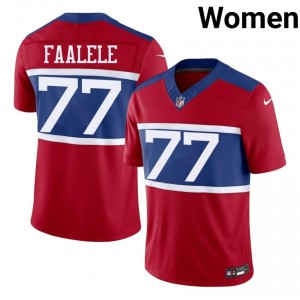 #77 Daniel Faalele Giants Women Essential Football Stitch Jersey - Red Edition 57489056
