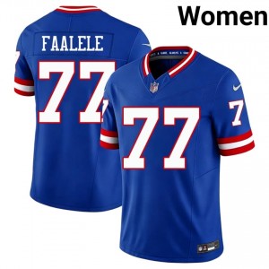 NY Giants Daniel Faalele #77 Women Premium Football Stitch Jersey - Royal Throwback Edition 94546763
